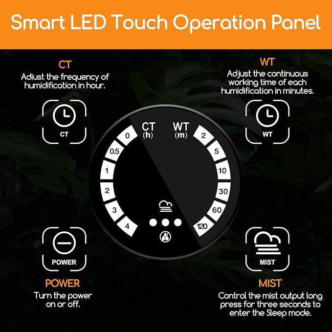 OIIBO Reptile Fogger Humidifier with Timing, 4L Large Digital Reptile Fogger Terrarium Humidifiers with Double Extension Tube Automatic Reptile Misting System - Image 3
