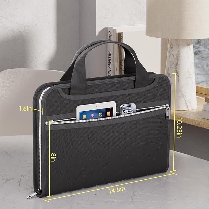 Tamfile Fireproof Accordion File Organizer with Handle, 13 Pocket Transparent Expanding File Folder with Zipper & Labels, File Folder with Multi-Pockets Paper Organizer Folder for Letter A4 Files - Image 5