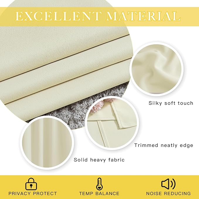 NICETOWN Room Darkening Beige Curtain 80 inch Length, Grommet Thermal Insulated Doorway Drape Blackout Curtain Sound Reducing for Bedroom/Living Room, 1 Panel, W46 X L80 - Image 5