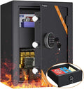 WASJOYE Fireproof Cabinet Safe Box - 2.5 Cubic Feet Home Security Safes with Fireproof Lock Drawer, Smart Cabinet Safe Box Safety Key Lock Type-C Port Alarm System for Home Office Hotel Storage by WASJOYEUS