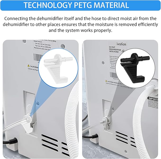 Dehumidifier Parts, Upgraded Dehumidifier Drain Adapter, Universal Fit AeonAir/Whirlpool/Idylis/Whynter RPD-702WP Units, Enhanced Drainage Efficiency (White) - Image 5