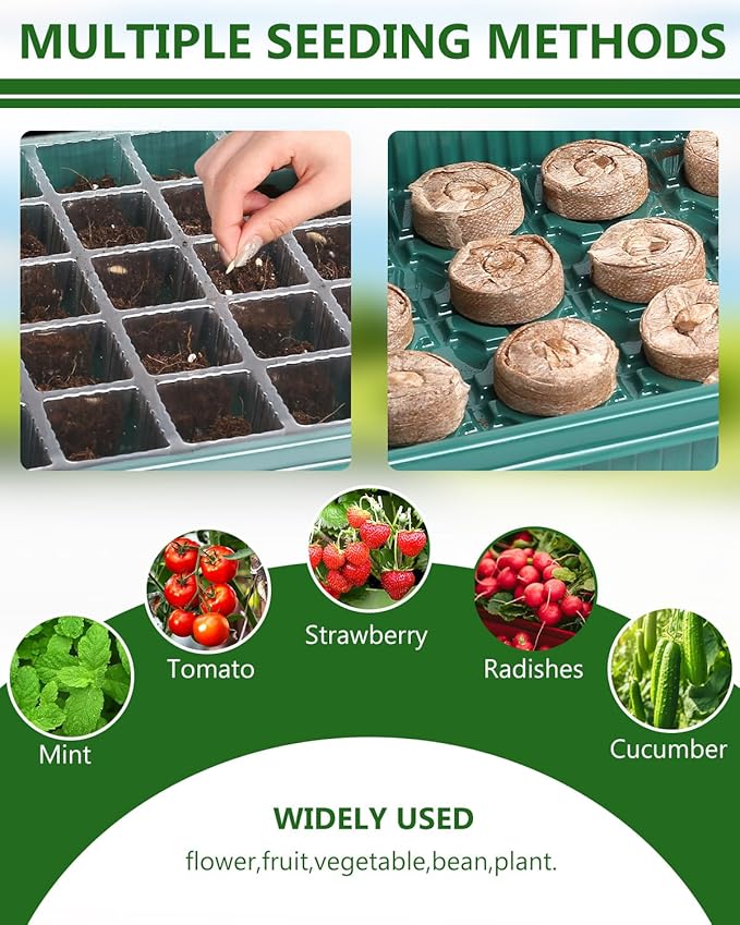 joyhalo 40 Cell Seed Starter Kit with Grow Light and Graphene Heating Mat, Reusable Seed Starter Tray with Higher 4.7”Humidity Domes, Garden Plant Germination Station - Image 6
