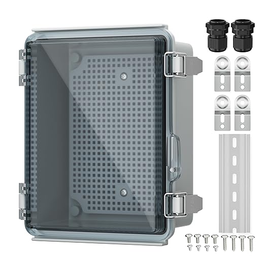 Joinfworld Outdoor WiFi Enclosure Weatherproof Locking Outdoor WiFi Box Plastic Waterproof Switch Router Enclosure Box 8.7x6.7x4.3 by Joinfworld