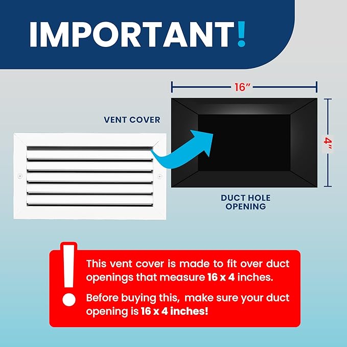 16x4 Inch (Duct Opening) Air Return Vent Cover Decorative – Premium Aluminum AC Vent Cover for Ceiling & Wall, Rustproof Grille, Ideal for Home HVAC Grille, Durable & Easy to Install by ACLAMINAIRE - Image 4