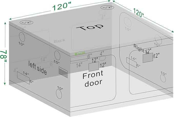 10x10 Grow Tent, 120"x120"x78" Growing Tent with Observation Window and Floor Tray for Hydroponics Indoor Plant Growing Large Grow Room - Image 8
