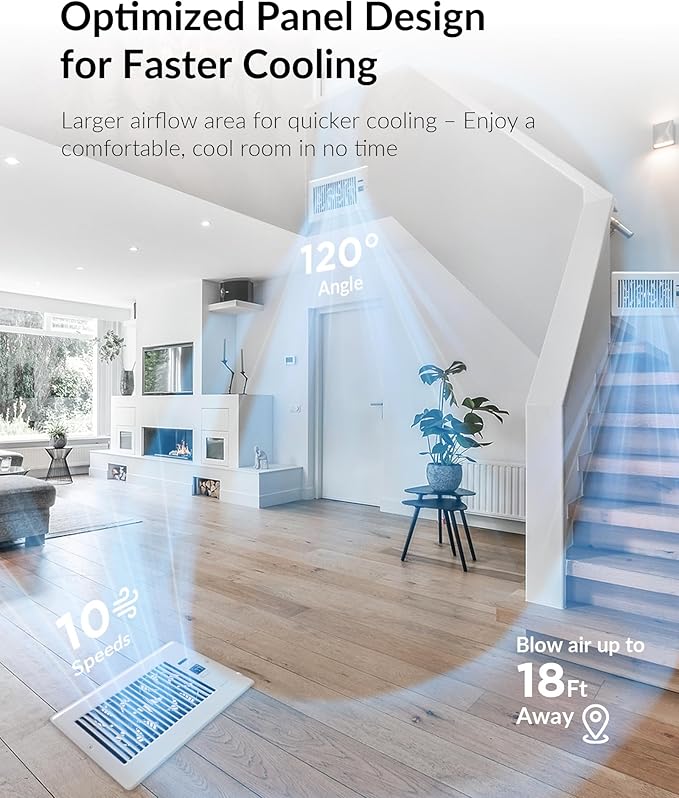 Super Quiet Register Booster Fan for 6" x 12" Register Holes, Smart Register Vent with Dual Intelligent Thermostat and WIFI App Control, Heating Cooling AC Vent Fan (White) - Image 6