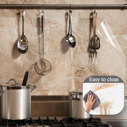Kitchen Backsplash Wallpaper Stickers Clear Wall Protector Can Endure High Temperature Self-Adhesive Transparent Film Removable Paper for Cupboard Household 23.6in*196in - Image 4