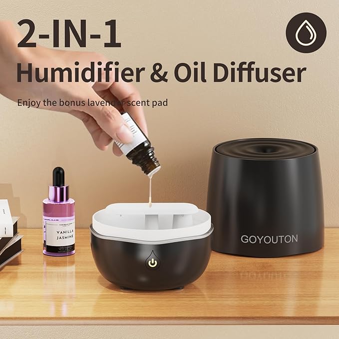Essential Oil Diffuser, 200ML Diffusers for Home Scent Aromatherapy Diffuser Air Desk Humidifier Aroma Diffuser for Bedroom Room Office with 7 Color LED Lights Quiet Waterless Auto Shuts-off (Black) - Image 7