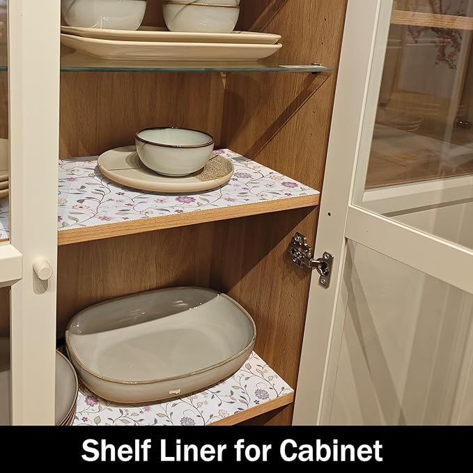 Floral Non-Slip Drawer Liner, Non-Adhesive and Strong Non-Slip Floral Shelf Cabinet Drawer Liners for Kitchen, Waterproof Cupboard Liners,Easy to Clean,12IN x 10FT - Image 6