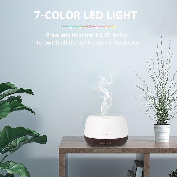 300ML Essential Oil Diffuser, Small Aromatherapy Diffuser with Remote Control, 7-Color LED Light,4 Timer, Quiet,Auto-Off, Easy to Use,for Home,Bedroom,Office - Image 7