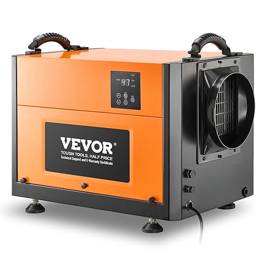VEVOR 125 Pints Commercial Dehumidifier with Drain Hose, Portable Crawl Space Dehumidifiers for Basement Storage Room Industrial Grade, Auto Defrost/Drainage, Heavy-duty Galvanized Steel, LED Indicate by VEVOR