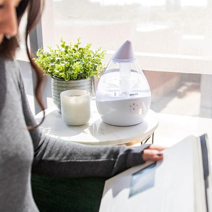 Crane x HALLS Droplet Ultrasonic Small Air Humidifiers for Bedroom and Office, 0.5 Gallon Cool Mist Humidifier for Plants and Home, Humidifier Filters Optional - Image 4