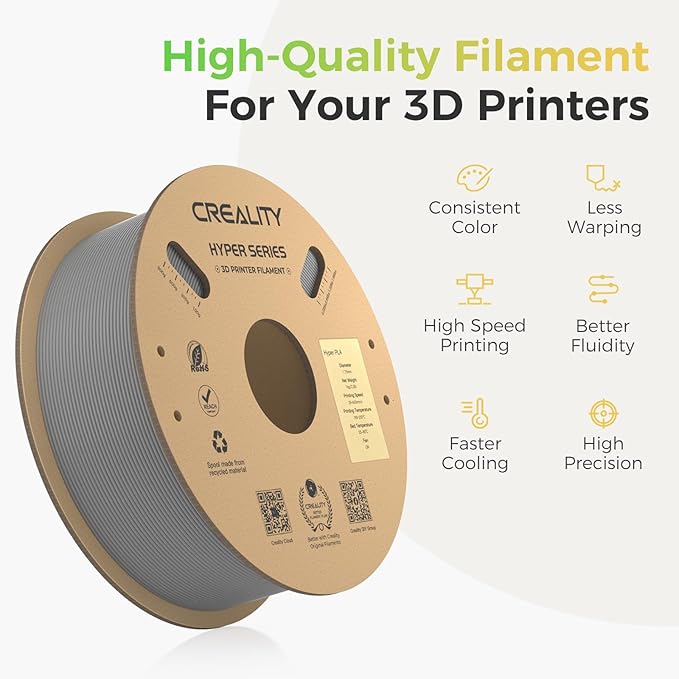 Creality Hyper PLA Filament Bundle Gray 4KG, Up to 600mm/s High Speed 3D Printer Filament PLA, No-Tangling Stronger Toughness Fit Most 3D Printers - Image 3