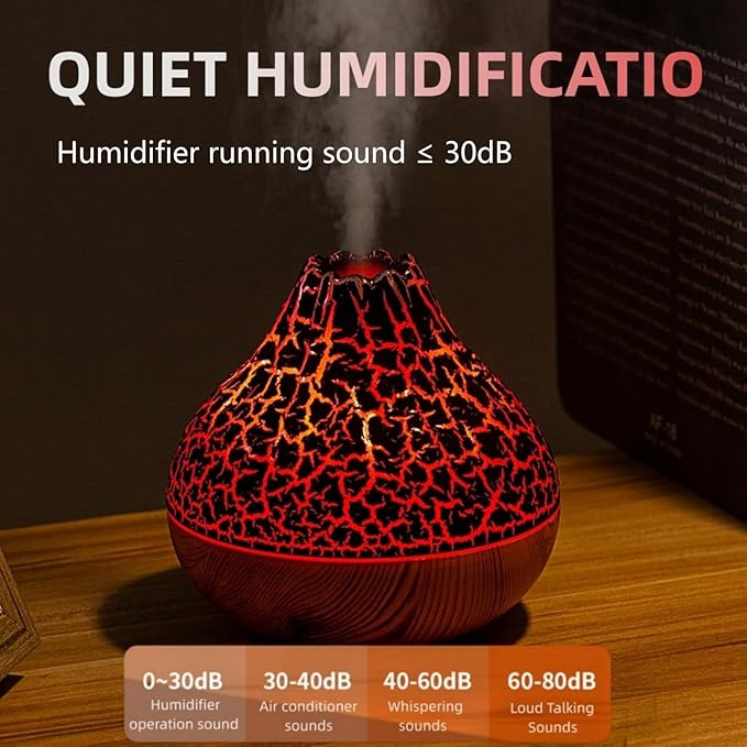 Mini Volcano Shape Humidifier, USB Personal Desktop Humidifier - 7 Colors, Super Quiet for Office Room, Bedroom (Black) - Image 3