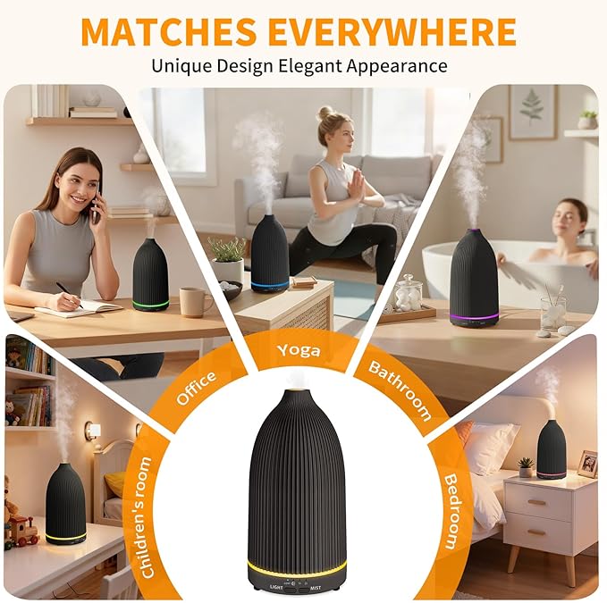 URPOWER 100ML Essential Oil Diffuser Ultrasonic Cool Mist Humidifier with 7 LED Lights, Timer & Auto-Off Quiet Aromatherapy Scent Diffuser for Home Bedroom Office Relaxation - Image 6