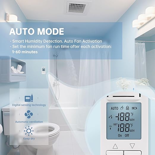 Humidity Sensor Switch, Ortis in-Wall Bathroom Fan Automated Control Switch, Air Moisture Detection, Neutral Wire Required, 120V/220V, Keep Your Room Dry - Image 4