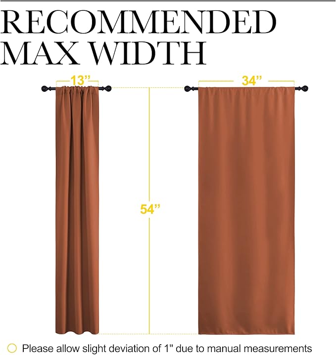 NICETOWN Blackout Curtains and Drapes - Thermal Insulated Solid Rod Pocket Blackout Draperies/Panels (Burnt Orange, 1 Pair, 34 by 54 inches) - Image 7