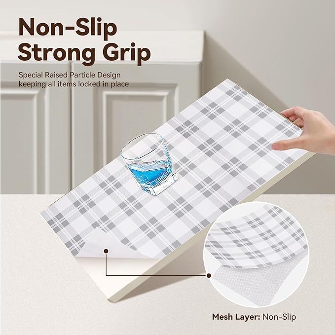 Drawer Shelf Liner for Kitchen Cabinets, Non Adhesive Slip Resistant Shelf Paper Easy to Clean, Strong Grip Thickened Waterproof Washable Mats for Pantry Shelves Cupboard Dresser(Grey, 24 in x 30 FT) - Image 2