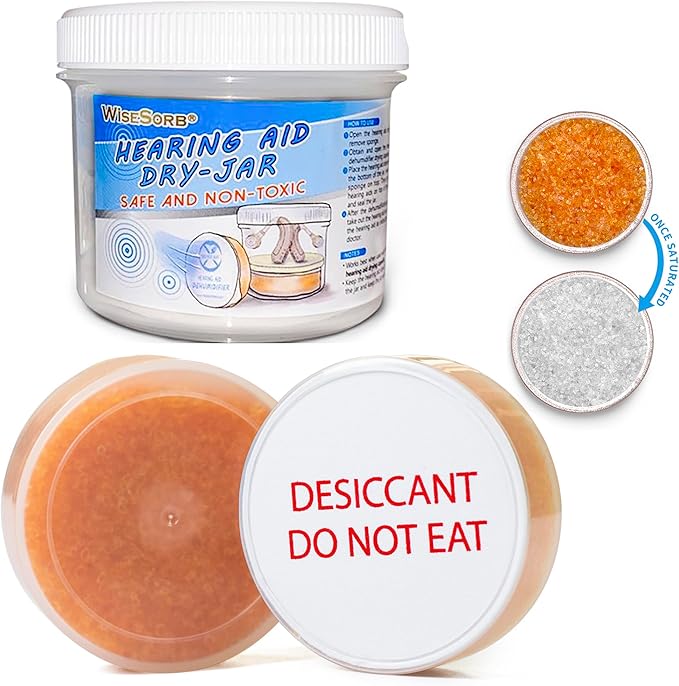 Hearing Aid Dryer, Hearing Aid Dehumidifier, Hearing Drying Jar and Dehumidifier Set (1 Container and 1pcs × 30g Capsules) by Wisesorb