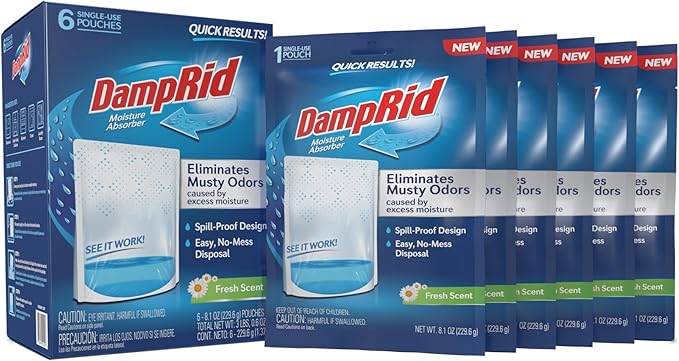 DampRid Fresh Scent Single-Use Pouch Moisture Absorber, 6-Pack by DampRid