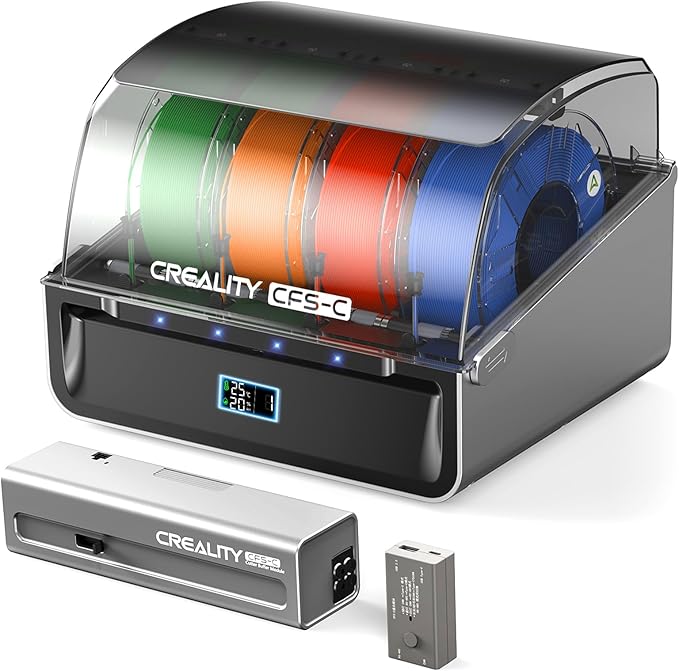 Official CREALITY CFS-C, Multi-Color Smart Filament System for K1 Series 2025/K1 Max 2025/K1C 2025/K1 Max/K1C/K1/K1 SE, 3D Printing, RFID Auto-Loading,External Cutter,Filament Runout &Tangle Detection by Creality