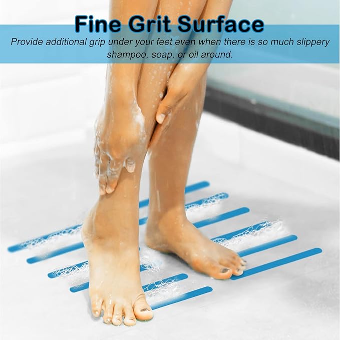 S&X Non Slip Bath Stickers,Gritty Textured Slip-Resistant Treads,0.75-Inch by 11-Inch,12 Strips Per Pack (Blue) - Image 2