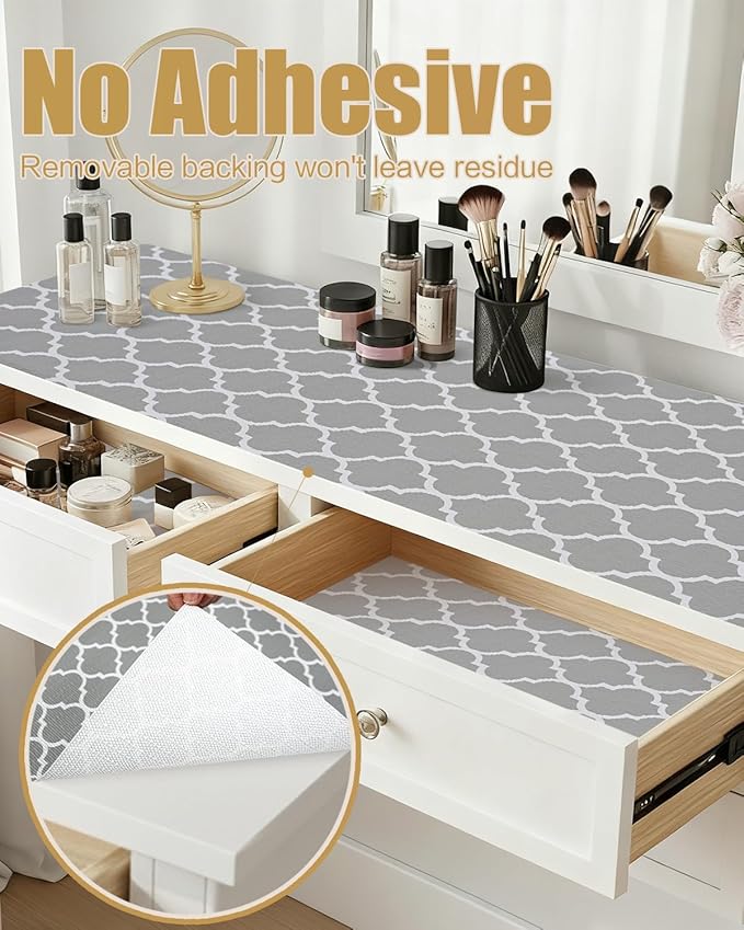 Shelf Liners for Kitchen Cabinets Non-Adhesive, Non-Slip Thickened Shelf Paper Waterproof Washable for Drawer Dresser Pantry Shelve Bathroom Protector Liner - Image 3