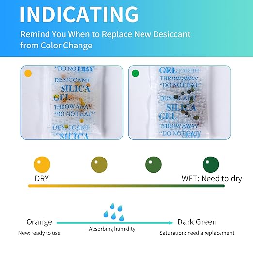 Silica Gel Packets with Color Indicating, 2 Gram [500 Packs] Desiccant Packs for Moisture Control, Moisture Absorbers, Food Grade Silica Packets with Indicator Beads - Image 3