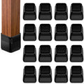 16pcs Square Chair Leg Floor Protectors, Felt Pads Chair Leg Protectors for Hardwood Floors, Silicone Furniture Feet Cups Covers Felt Pads, Prevents Scratches & Reduce Noise, Black, Small by BAIPOK