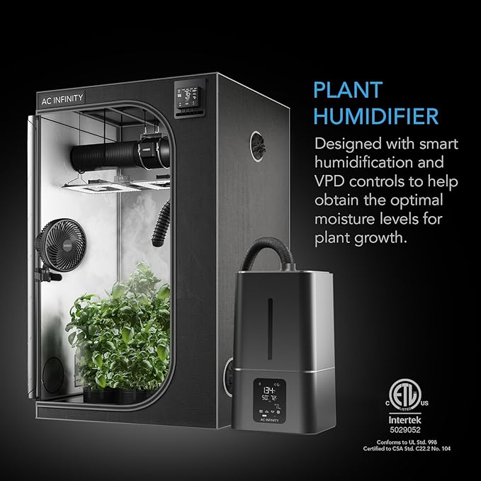 AC Infinity CLOUDFORGE T7, Plant Humidifier 15L with VPD Humidity Controls, 10-Level Precision Vaporizer, Extendable Hose, Targeting Pipe, and No-Leak Seal for Grow Tents - Image 2