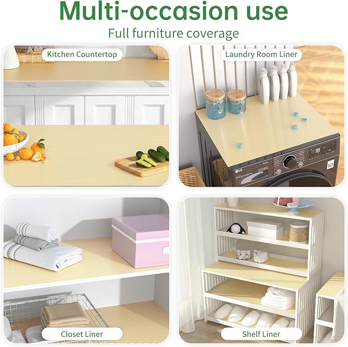 Shelf and Drawer Liner for Kitchen Cabinet, Non-Adhesive 24in x 120in Waterproof Durable Thickened EVA Material Easy-to-Cut Contact Paper Non Slip Mat for Refrigerator, Cupboard, Dresser - Image 7
