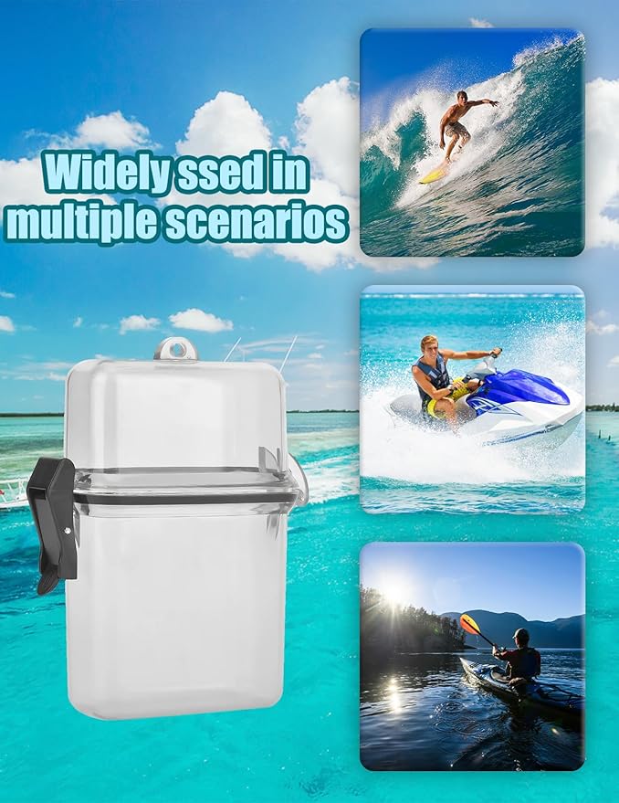 Waterproof Floating Dry Box for Kayaking Transparent Watertight Case with Carabiner Hook Small Dry Box for Keys & Essentials (Grey) - Image 3