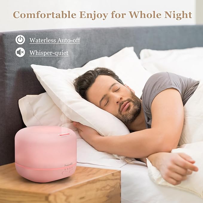 Aromatherapy Essential Oil Diffuser for Room: Air Humidifier Aroma Scent Cool Mist Colorful Lights Cute Small Large Waterless Auto Off Ultrasonic Diffusers for Home Bedroom Pink (300ml) - Image 7