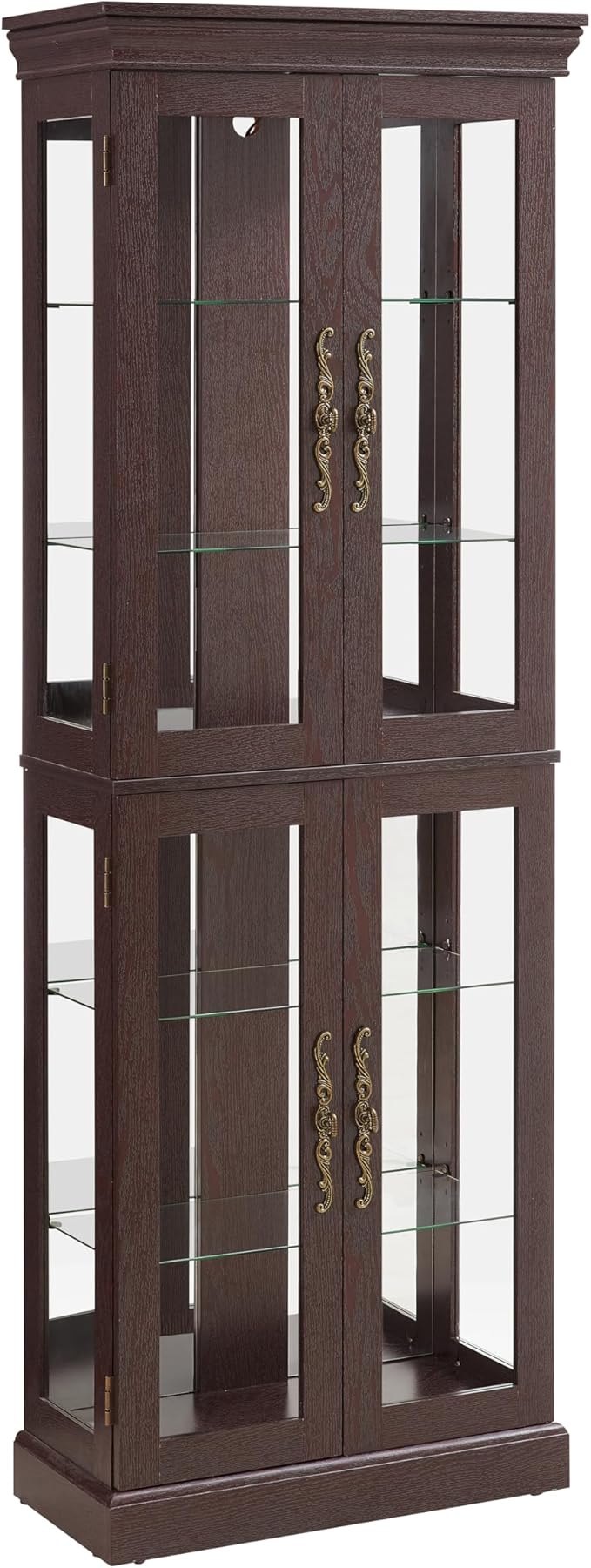 Lighted Glass Curio Cabinet with Lights & Adjustable Shelves,Curio Display Cabinet with Wood Frame,Corner Cabinet for Kitchen,Living Room,Office(Free Standing,Light Bulb Include) - Image 8