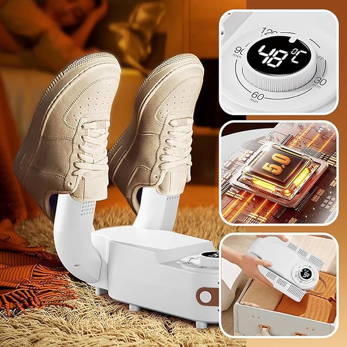 Deodorizing Shoe Dryer, Rapid Boot & Sneaker Dryer with Intelligent Timing, Auto-Off Timer, Foldable Design, Smart Panel, Low Noise, 360° Airflow for Work Boots, Shoes, and Slippers (Style 1) - Image 5
