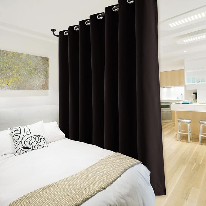 NICETOWN Extra Wide Patio Door Curtain, Super Heavy-Duty Thermal Sliding Glass Door Lined Drape, Privacy Assured 100% Blackout Window Treatment(Brown, 1 Panel, 100 inches W x 84 inches L) - Image 2