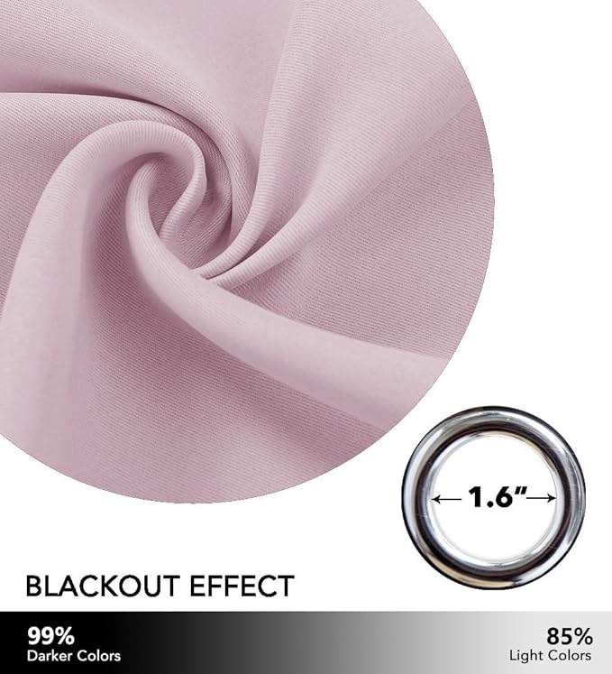 NICETOWN Room Darkening Curtain for Girl's Room Nursery Essential Thermal Insulated Solid Grommet Top Window Treatment Drape (Lavender Pink=Baby Pink, Sold Individually, 42 x 63 inch) - Image 5