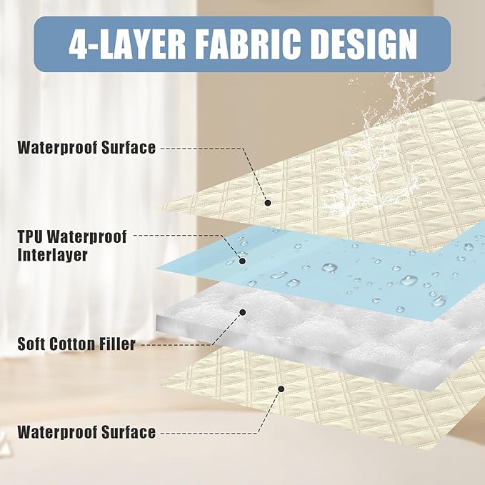 Smiry Waterproof Dog Bed Cover Pet Blanket, Soft Washable Dog Blanket for Furniture Bed Couch Sofa Reversible, Checkered (30"x53", Beige/Beige) - Image 3