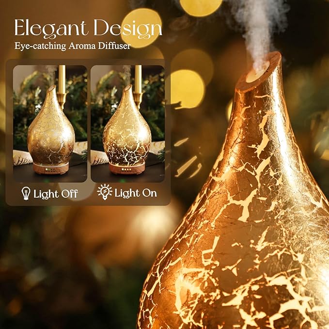 Porseme Essential Oil Diffuser Glass Aromatherapy Ultrasonic Humidifier, Air Refresh Auto Shut-Off, Timer Setting, BPA Free for Home Hotel Yoga Leisure SPA Gift 150ml Last 6H - Image 7