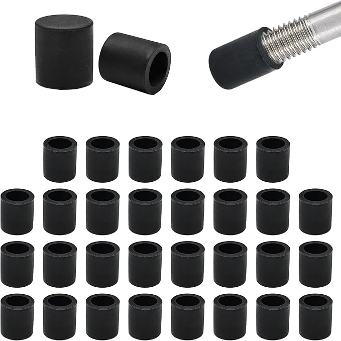 5/16" (7.7mm) Silicone Chair Leg Floor Protectors, Rubber Chair Leg Caps, Non-Slip Furniture Pads Round Chair Feet Covers End Caps for Hardwood Floors, Patio & Table Foots, Black (30PCS) by EASYEAH