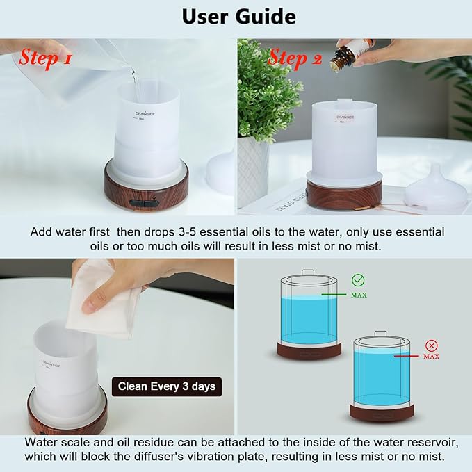 Aromatherapy Essential Oil Diffuser 150ml- Electric Cool Mist Aroma Diffuser with Intermittent Mode, Auto Shut-Off Protection, 7 Colors Changing LED Light for Home Office Decor & Gift (Life Tree) - Image 6