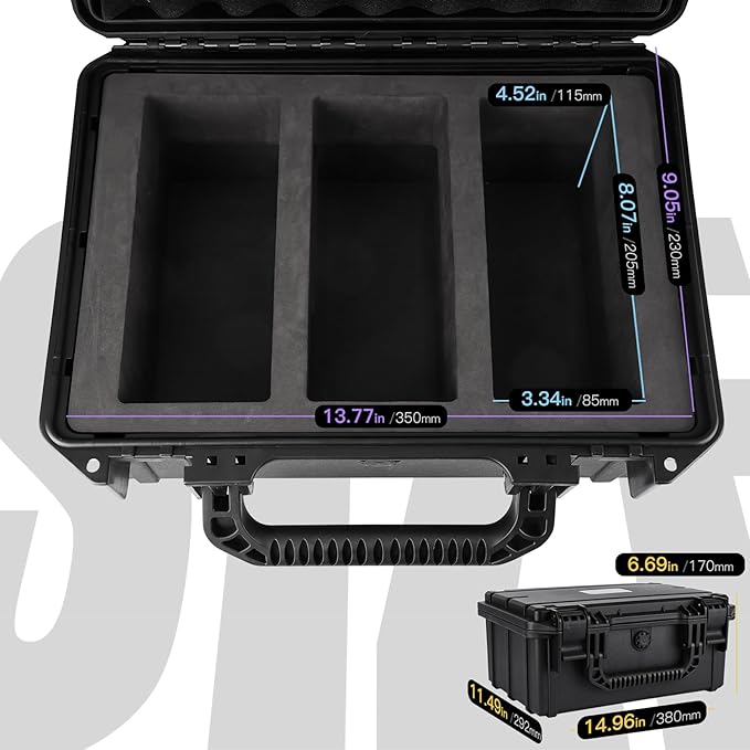 QINGUANG Graded Card Storage Box 3 Rows,Trading Card Case with 6 Foam Dividers, Waterproof PSA Slab Case for PSA/CSG/CGC/BGS Top Loaders Sports Cards - Image 2