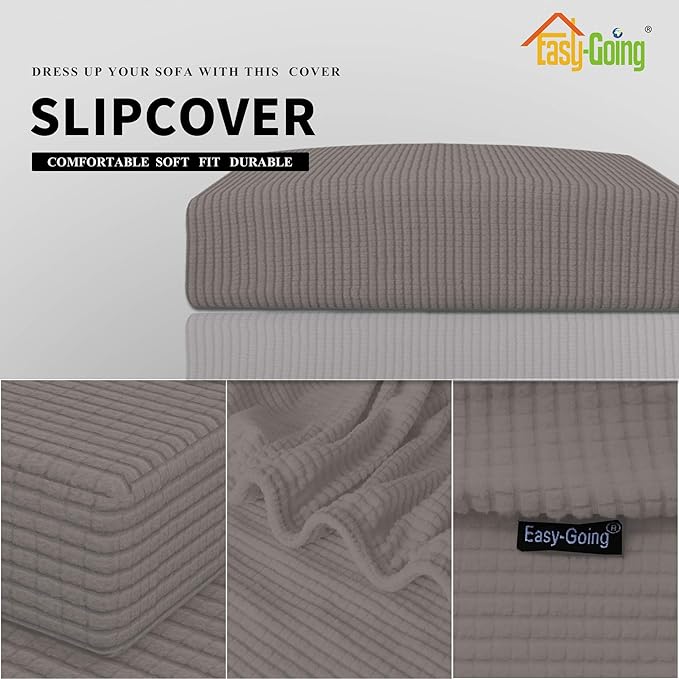 Easy-Going Stretch Loveseat Cushion Cover Sofa Cushion Furniture Protector Sofa Seat Sofa Slipcover Sofa Cover Soft Flexibility with Elastic Bottom(Loveseat Cushion, Taupe) - Image 6
