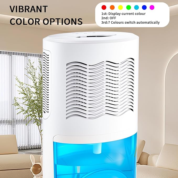 Dehumidifier for Home with Colorful Light Auto Shut Off Protection Ideal for Bedroom and Basement 2 Working Modes Daytime and Nighttime Efficient Moisture Removal System - Image 5