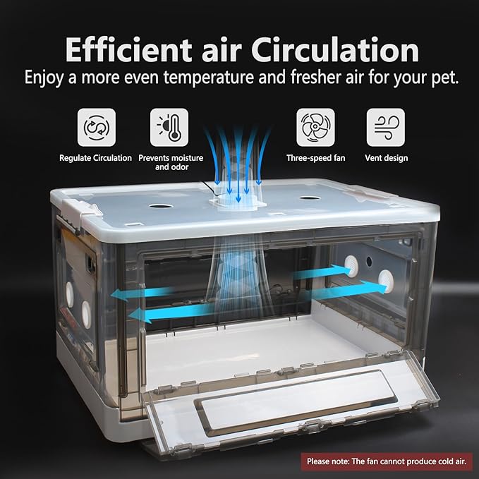 Puppy Incubator with Heating and Fan, Ideal Incubator for Puppies and Kittens, Ensures Good Ventilation and Temperature Control for Newborn Pets (85L) - Image 2