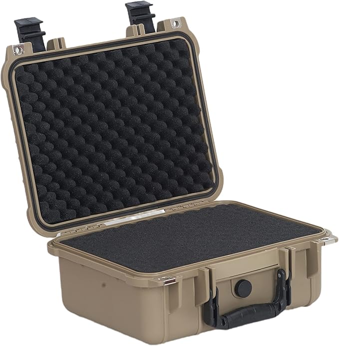 MEIJIA Portable All Weather Waterproof Protective Case,Hard Case,Camera Case With Customized Fit Foam,Fit Use of Drones,Camera,Equipments,Pistols,13.35 x11.63x5.98inches (Desert Tan) - Image 7