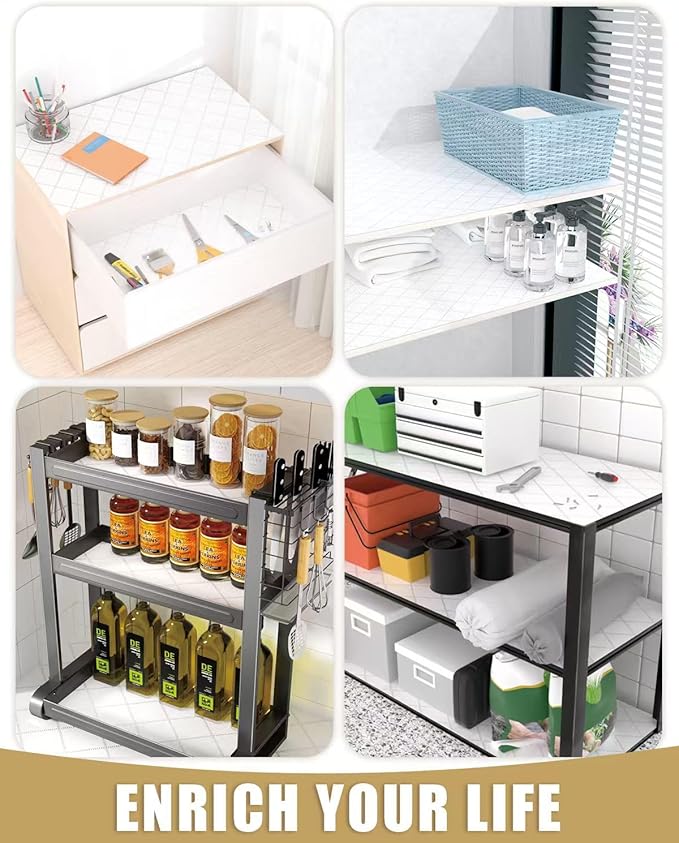 Shelf Liners for Kitchen Cabinets Non-Adhesive, Non-Slip Thickened Shelf Paper Waterproof Washable for Drawer Dresser Pantry Shelve Bathroom Protector Liner - Image 8