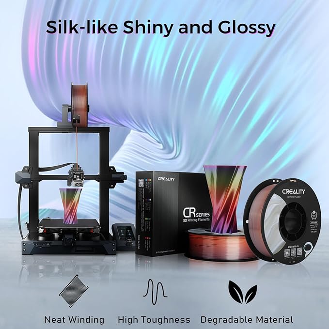 Creality Silk Filament, PLA 3D Printer Filament 1.75mm Multi Color, Smooth and Shiny, Silk Shiny PLA Filament +/-0.02mm, 3D Printing Filament 1KG/2.2lb (Golden-Red) - Image 2