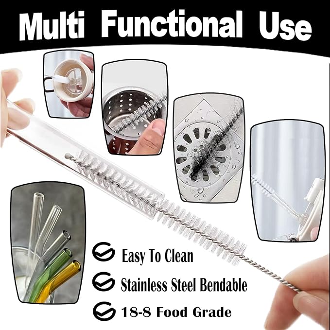 Straw Cleaner Brush Long 10 Inch, Straw Cleaner of Bristles Diameter 10 mm, Reusable Stainless Steel Nylon Straw brush can be used to Clean Stanley Mug, Sippy Cups, Baby Bottles,Coffee Machine (6 PCS) - Image 6