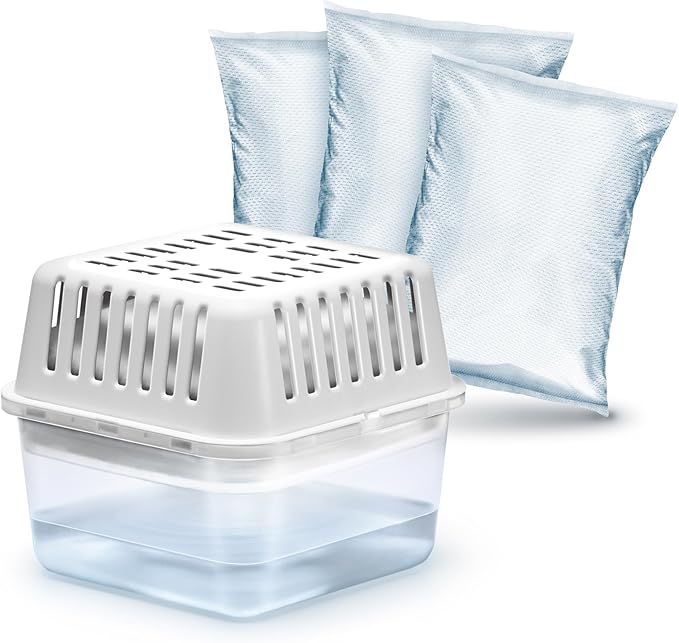 HUMYDRY Moisture Absorber Dehumidifier for Home, Compact Pack of 1 Device of 8.8 Oz With 3 Pre Measured Refills, Fragrance Free Humidity Absorber For Closets Bathroom Bedroom, Ideal For Small Spaces by Humydrymoistureabsorbers